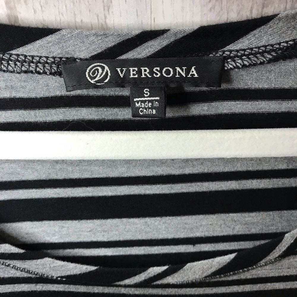 Versona Black and grey three quarter sleeve top S - Picture 2 of 2